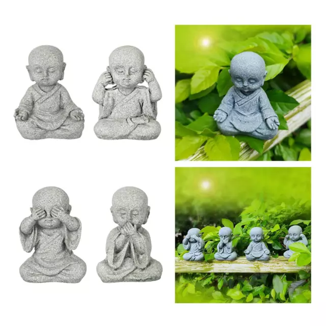 Mini Mönchsfigur, Buddha Statue, Dekorationshandwerk, zarte sitzende Kungfu
