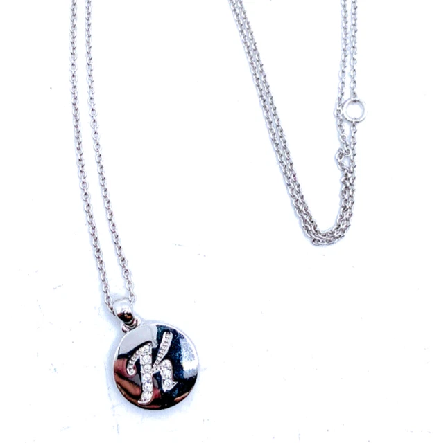 Nadri Signed Silver Tone Crystal "K" Initial Chain Necklace Nadri Signed Silver Tone Crystal "K" Initial Chain Necklace