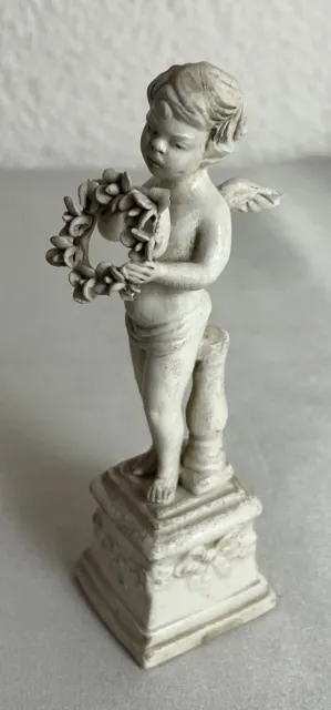 Ancienne XXème sculpture, statue en biscuit signé capodimonte ange, chérubin