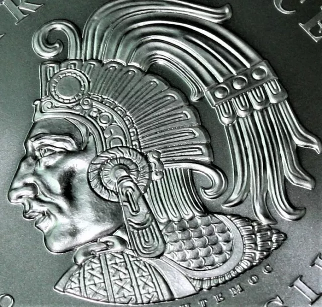 2 OZ .999 Silver Aztec Calendar Stone Eagle Warrior Emperor of