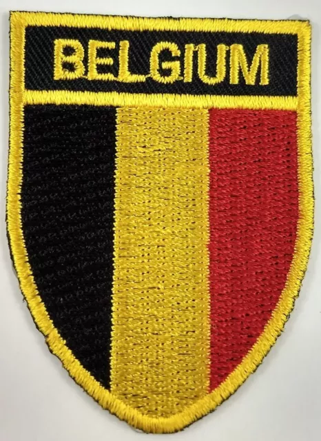 Belgium Flag Shield Crest Patch Embroidered Iron On Sew On Applique Belgian