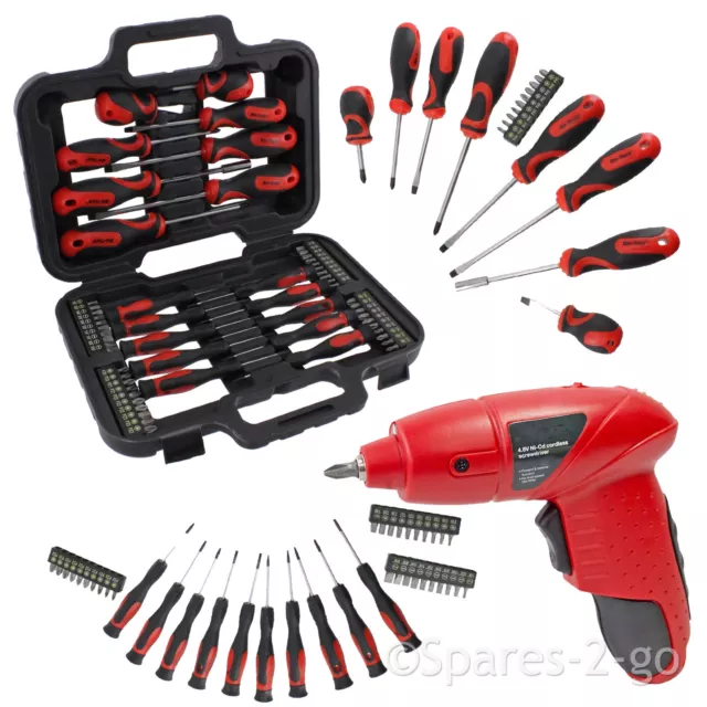 Mini Cordless Rechargeable 4.8v Screwdriver + & 58 Piece Bit Tool Kit Set