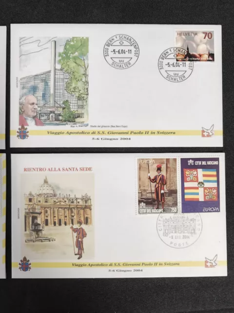 Série FDC ENVELOPPE 1ER JOUR Vatican Jean Paul II visite en SUISSE 2004 2