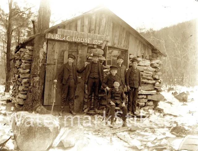 1890s Glass photo Negative UNION Men PUBLIC House Snow Selinsgrove Trevorton PA