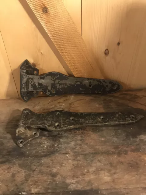 vintage pair of 16”Strap Hinges Cast Metal  for Barn Door, Gates etc.