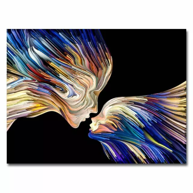 Canvas Painting Modern Abstract Colorful Girl Kiss Wall Art Women Home Decor