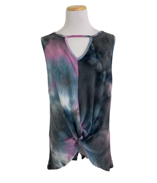 Haptics By Holly Harper Tie Dye Waffle Knit Knit Twist Knot Tank Top Women’s L