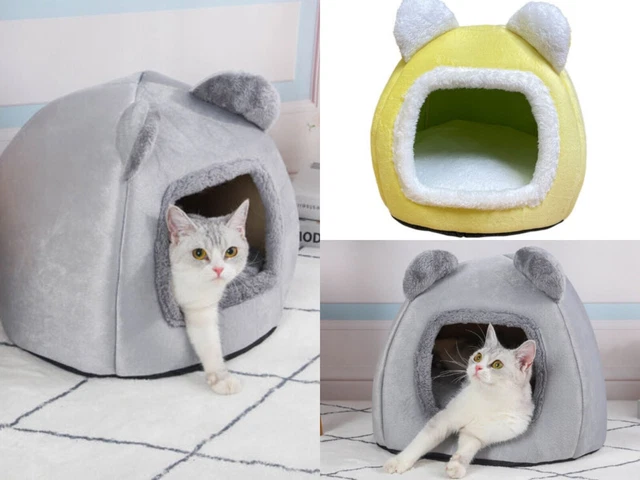 Pet Puppy Cat Kitten Dog Beds Igloo Fleece Bed Cozy Washable Warm House Cave