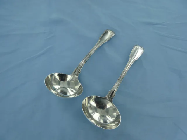 Antique Pair Of Sterling Silver Fiddle Thread & Shell Sauce Ladles.london 1808.