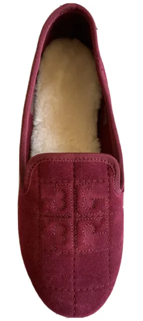 Tory Burch Cowley Slipper Quilted Suede Port Royal Size 6