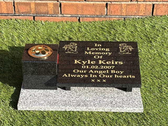 Placa de lápida de piedra conmemorativa tumba personalizada cementerio de granito