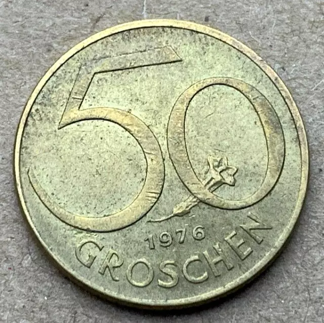 1976 Austria 50 Groschen Coin Better Circulated World Coin     #B1405