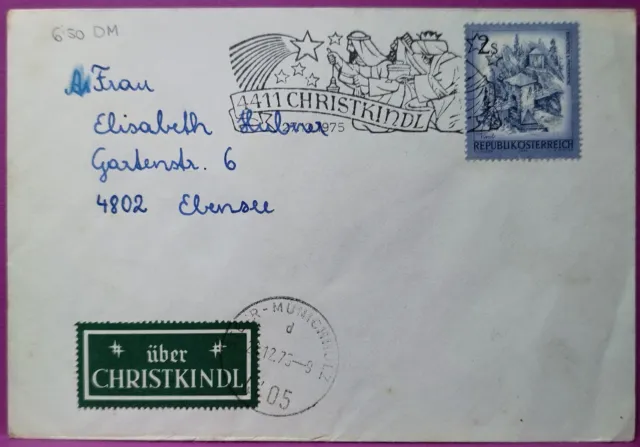 CHRISTKINDL 1975   Christkindlstempel + Laufzettel - echt gelaufen!