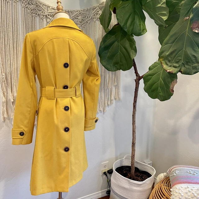 Victoria's Secret Via - Golden Yellow Button Down Trench Coat Jacket Size Small