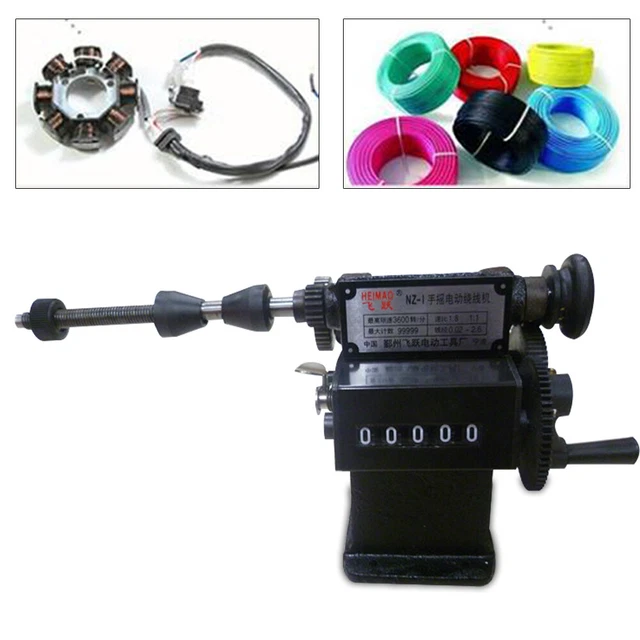 Manual Coil Winding Machine Hand Coil Winder Counting 0-99999 Cast Iron Frame