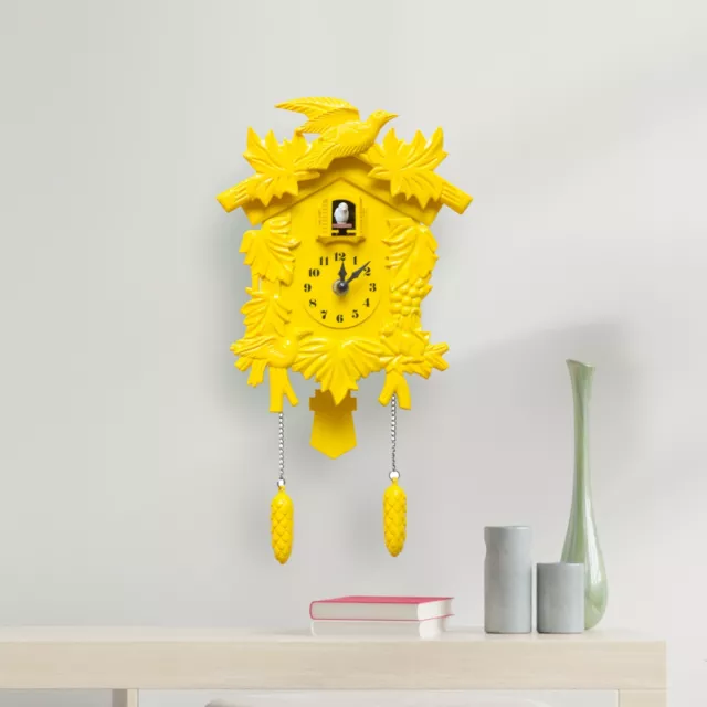 Walplus Yellow Vintage Cuckoo Clock Bird Pendulum Wall Clock 2-Year Warranty