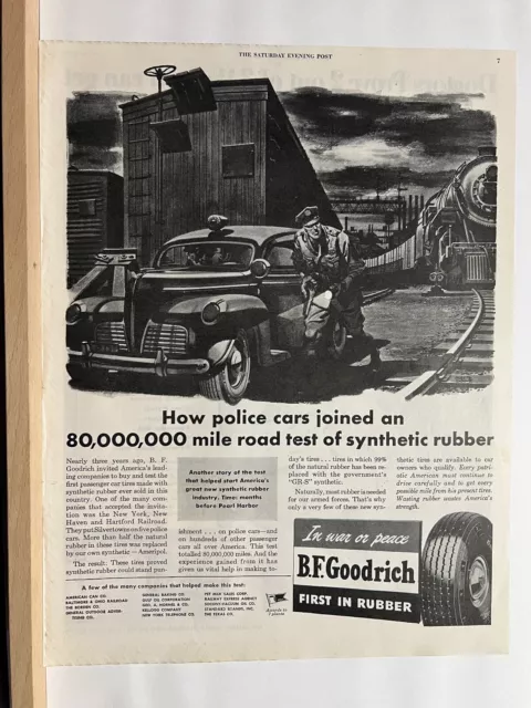Vintage 1943 Wartime Advertising - B.F Goodrich Rubber WWII Print Ads (Ot2)