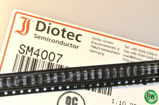 SM4007 1000V 1A Rectifier Diode SMD MELF DIOTEC ROHS [QTY=100pcs]