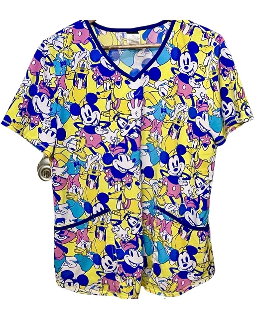 DISNEY MICKEY MINNIE Mouse, Pluto, Goofy, Donald Duck Scrub Uniform