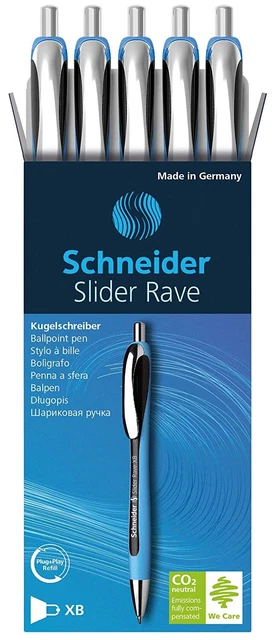 Penna A Sfera Schneider Slider Rave – XB Rossa, Confezione Da 4, Ergonomica E Ricaricabile