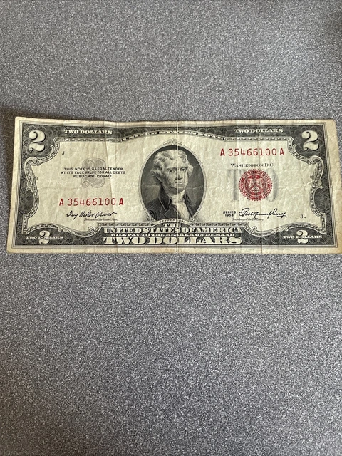 1953 2 dollar bill red seal star note