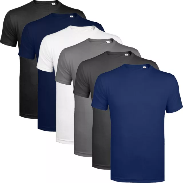 Mens 6 Pack Shirts Plain Blank Basic T Shirt Casual Top 100% Cotton Multi Pack