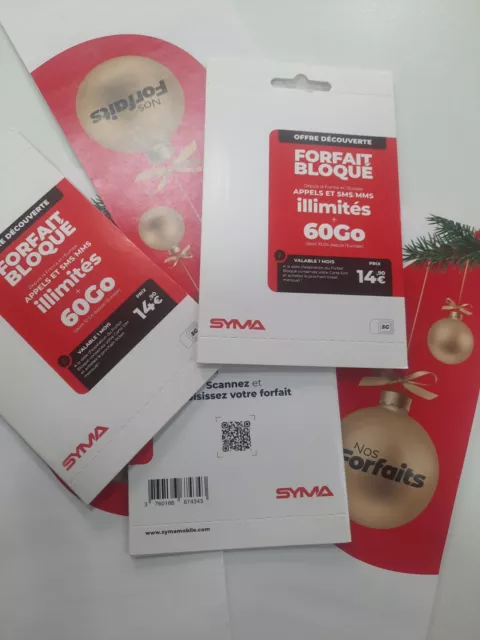 Carte Sim Prépayé Symamobile Appel,Sms/Mms illimité 1 Mois 60Go Carte Sim Active