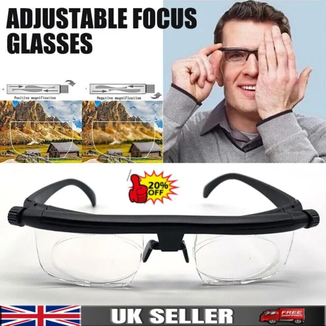 Dial Adjustable Glasses Variable Focus For Reading Distance Vision Eyeglasses