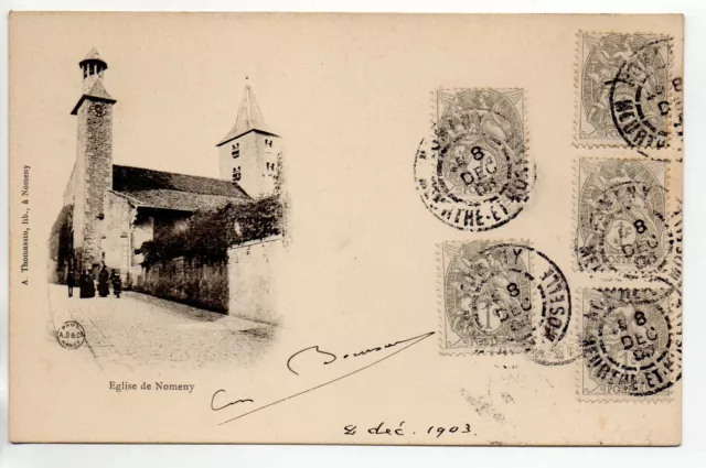 NOMENY - Meurthe and Moselle - CPA 54 - the church - afft 5 x 1 ct type white