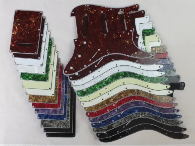 STRATOCASTER SSS SCRATCH PLATE Pickguard SET to fit import style in 14 Colours