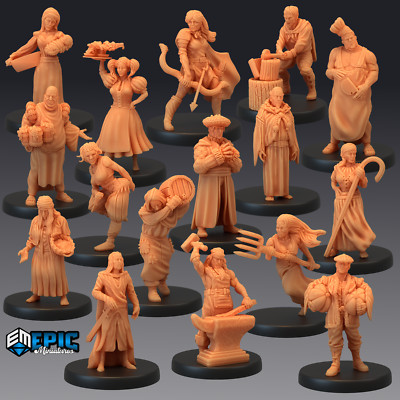 VILLAGERS, DUNGEONS AND Dragons Miniature, Epic Miniatures,Fantasy DnD ...