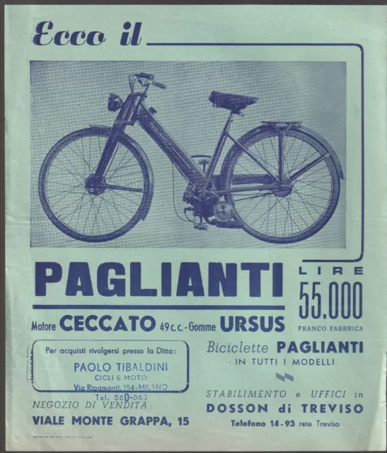 Ciclomotore Paglianti 49 cc. Ceccato  - Volantino Flyer d'Esordio Dosson Treviso