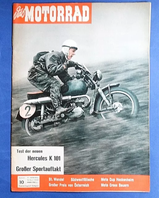 Zeitschrift: Das Motorrad 10 / 1959 * Hercules K 101 / Moto-Cup Hockenheim