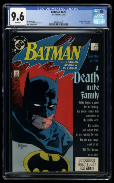 Batman #426 CGC NM+ 9.6 White Pages Death in the Family Part One! DC Comics 1988