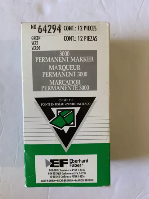 Eberhard Faber 12 Green Non Toxic Permanent Markers 3000  Magic - 64294 (R16)