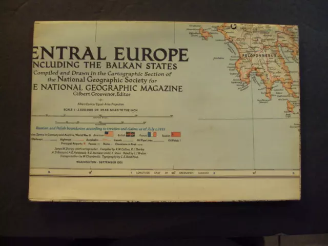 National Geographic Map Of Central Europe Sept 1951 ID:90695