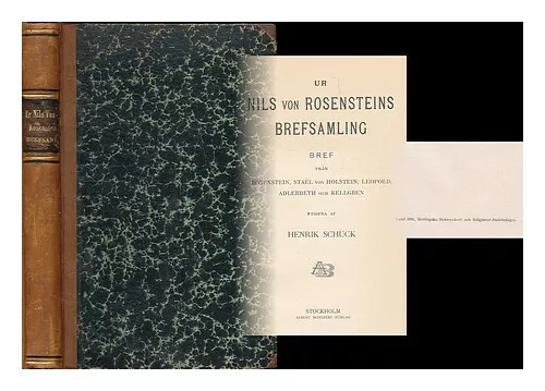 ROSENSTEIN, NILS VON (1752-1824) Ur Nils von Rosensteins brefsamling : bref ran