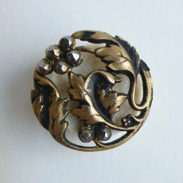 Bouton ancien - Métal & clous d'acier - 21mm - Art Nouveau - Fin XIXe - Button
