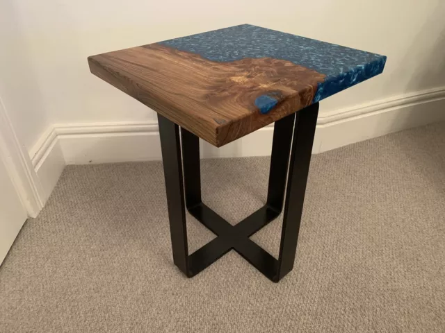 Bespoke Handmade Wood And Resin Side Table