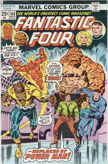 FANTASTIC FOUR #168 (1976), Luke Cage (Power Man) replaces the Thing on team