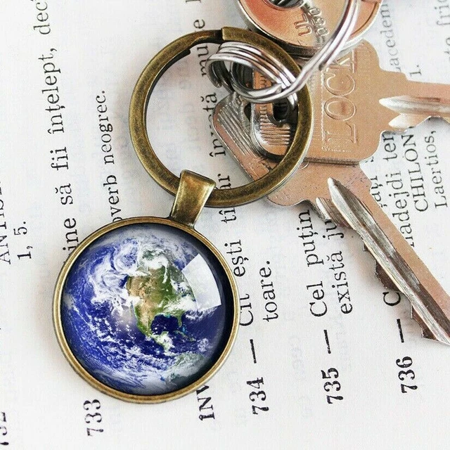 Porte-clés terre, cadeau globe, porte-clés dôme en verre photo, porte-clés...