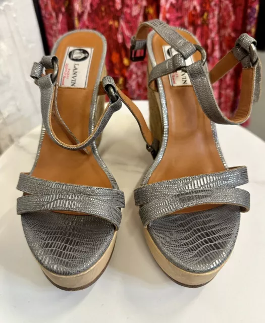 LANVIN Espadrille Wedge Platform Sandals Size: 37 1/2