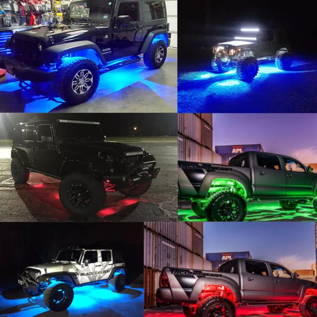 8Pods RGB LED Rock Light Underglow Neon Lights Kit For ATV UTV Truck Off-Road 3