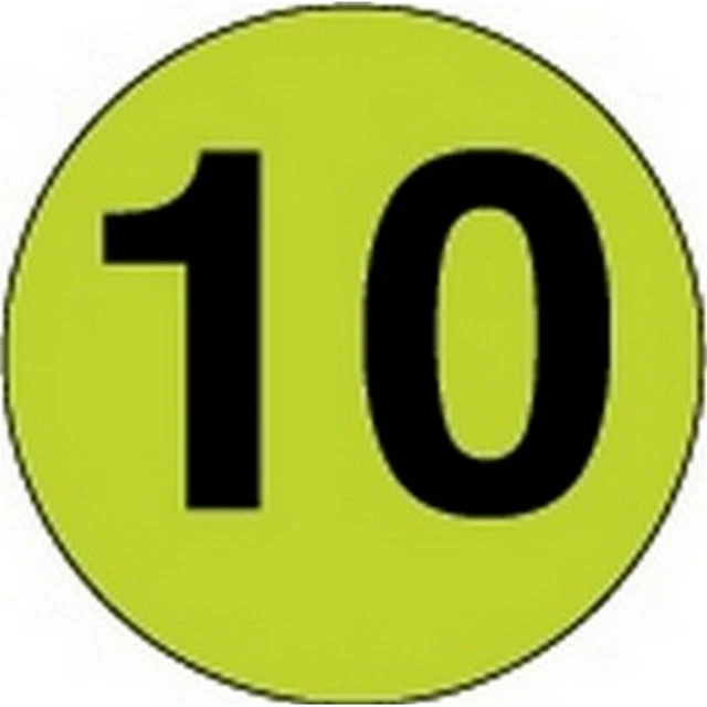 4" Diameter Number 10 Circle Labels (500 per Roll)