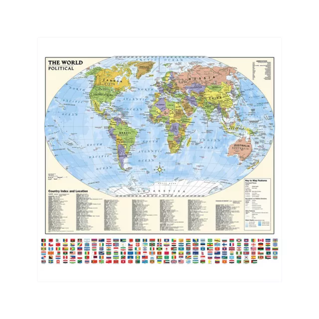 150x150cm 90x90cm Map of the World Map with Flags Wall Poster Prints Decoration