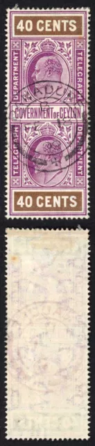 Ceylon Telegraph SGT170 KEVII  40c Mult CA CDS used  Cat 8.50  pounds