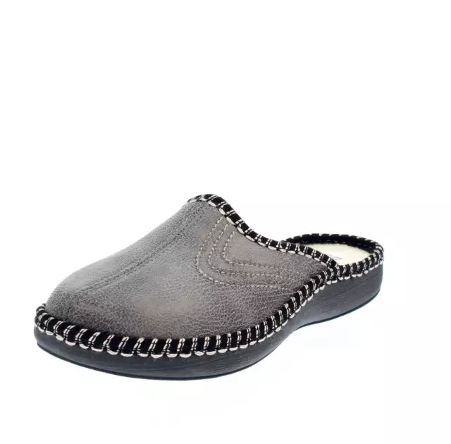 Davema Pantofole In Tessuto Grigio - Uomo Scarpe Ciabatte Pantofole