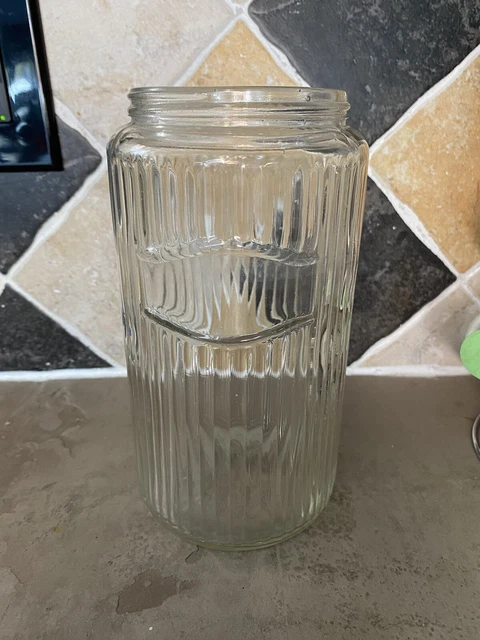 Vintage Original 1930s Hoosier Cabinet Ribbed Coffee Canister Jar No Lid 6