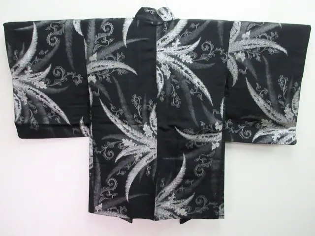 7992N1 Silk Vintage Japanese Kimono Haori Jacket Leaf