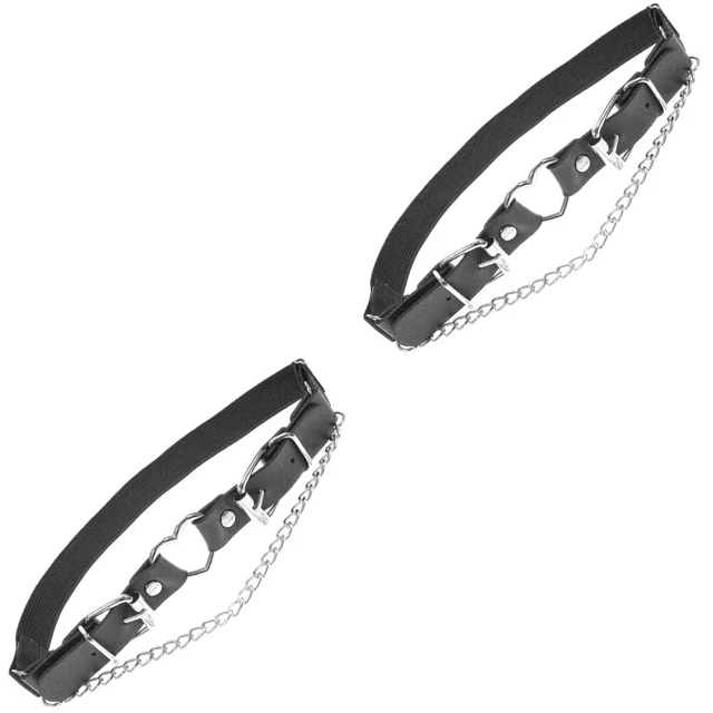 2pcs Leather Thigh Garter with Chain Punk Heart Leg Garter Leg Band Women Leg